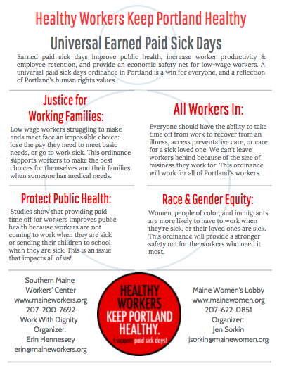 Southern Maine Workers Center » Earned Paid Sick Days